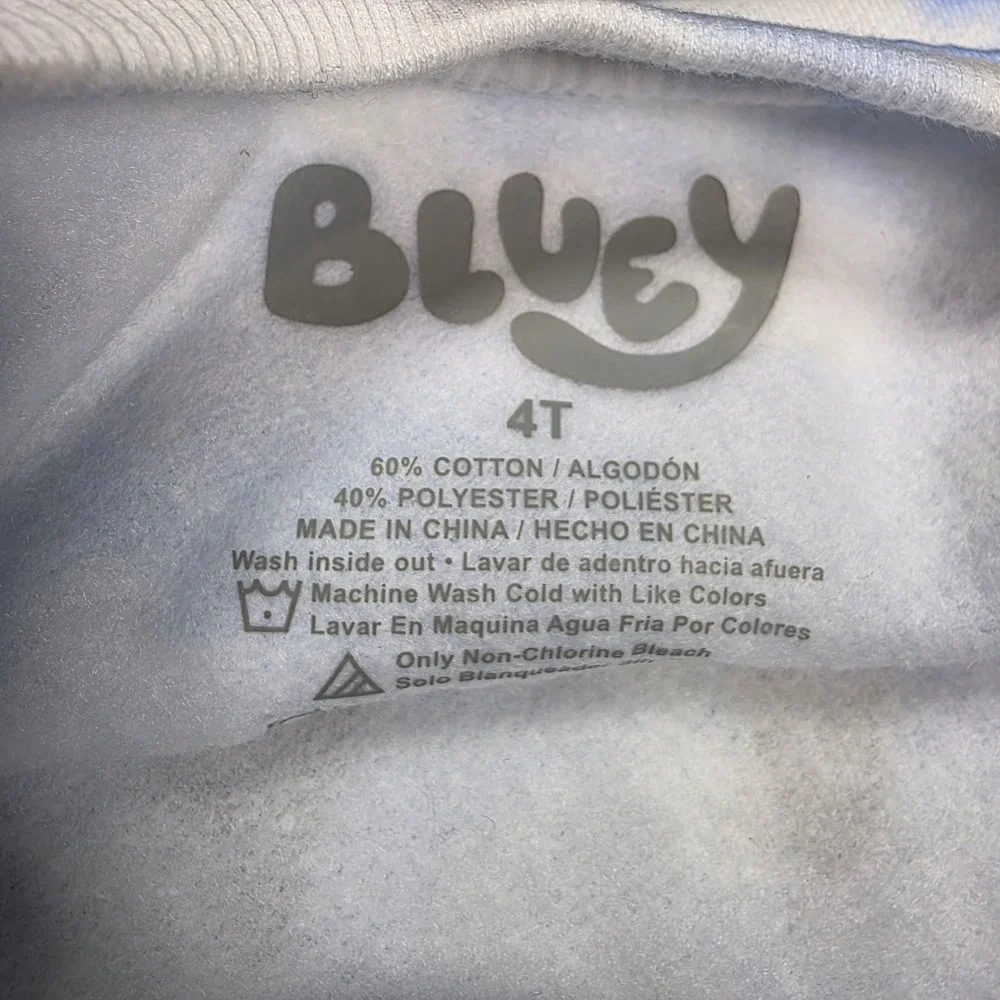 Bluey Bingo Kids Tie Dye Sweatshirt and Shorts 2 Piece Set Blue White Graphic 4T